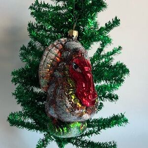 •Christopher Radko Great Gobbles Turkey Glass Ornament•
